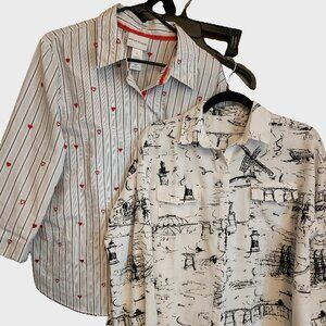 Lot of two Womens Long sleeve, Button Up Blouses